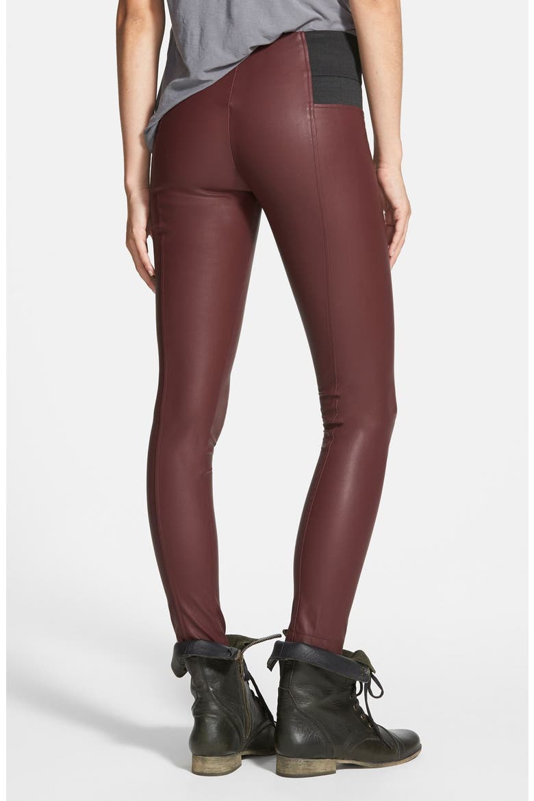 Faux Leather Leggings, Alternate, color, BURGUNDY