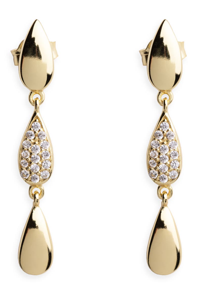 Linear Pavé Crystal Drop Earrings, Main, color, GOLD