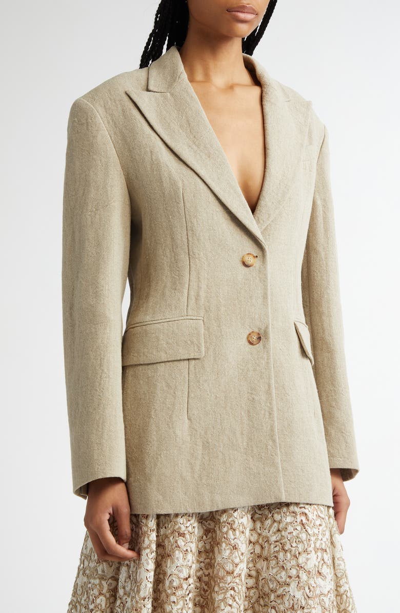 Michael Kors Collection Sculpted Two-Button Linen Blazer, Alternate, color, 