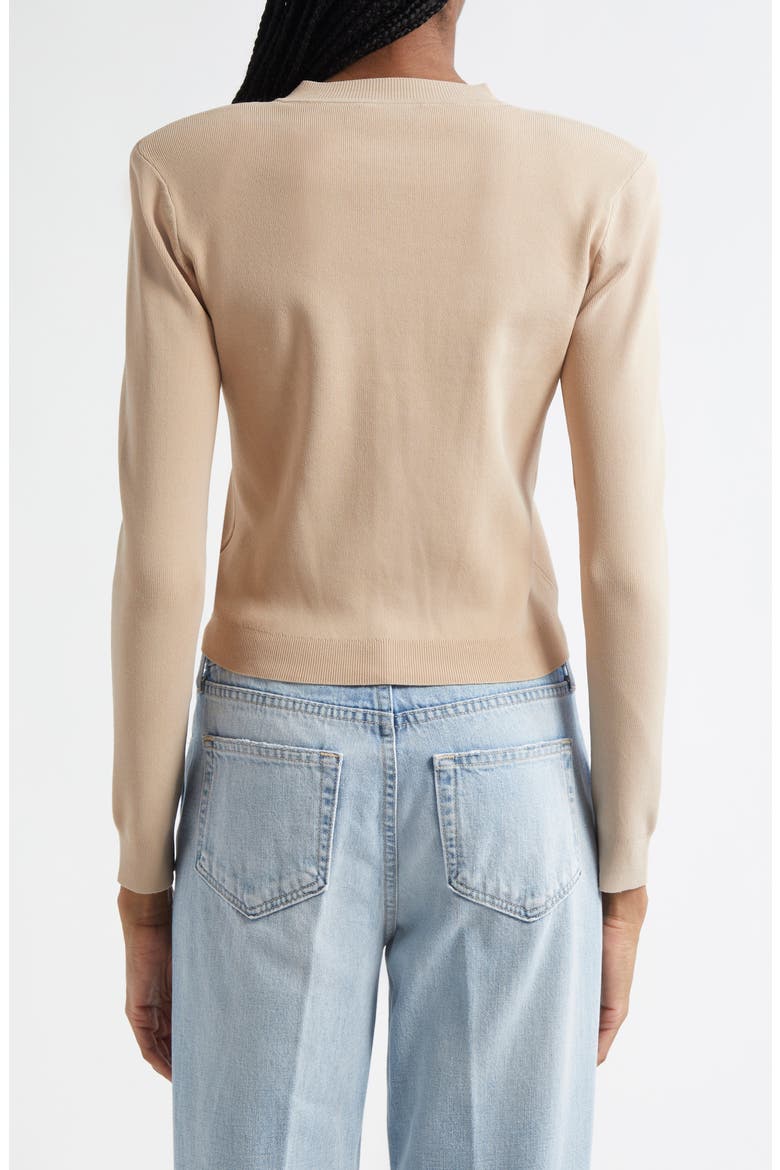 Toulouse Crewneck Cardigan, Alternate, color, ALMOND