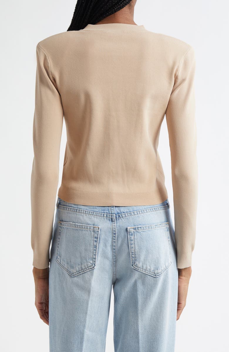 L'AGENCE Toulouse Crewneck Cardigan, Alternate, color, Almond