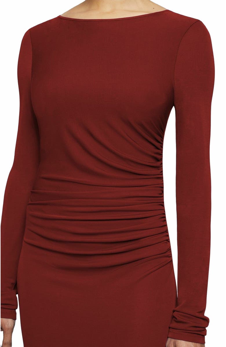 Santorelli ABBY Long Sleeve Maxi Dress with Side Ruching in Fluid Jersey, Alternate, color, Carmine Red