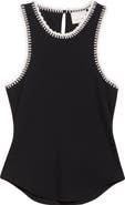 Cinq à Sept Lizzie Embroidered Contrast Stitch Tank