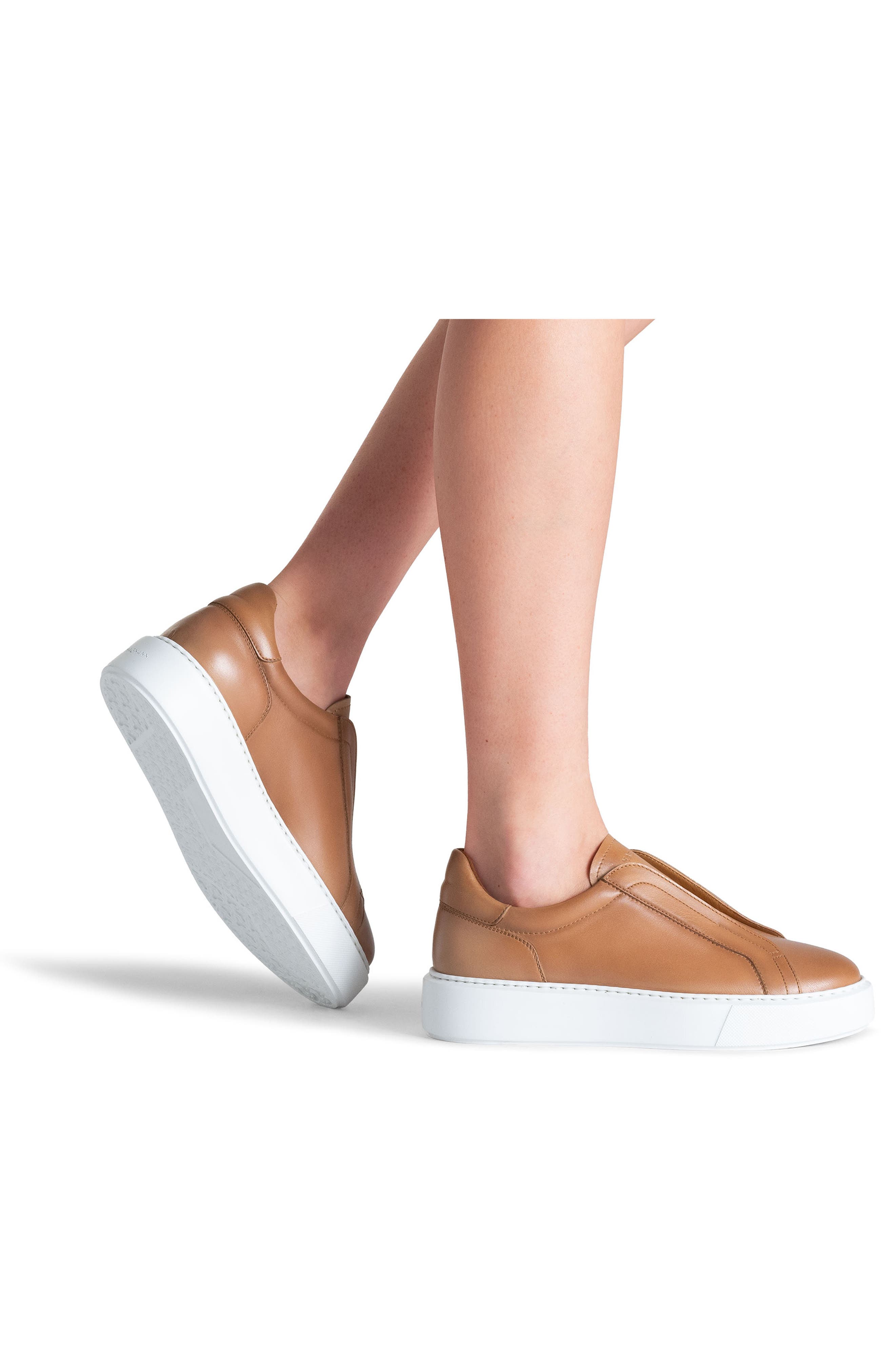 Gasol Slip-On Leather Sneaker, Alternate, color, CAMEL