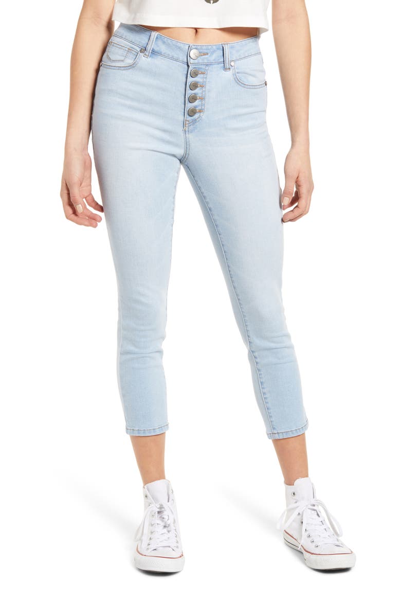 High Waist Button Fly Crop Skinny Jeans, Main, color, SAMMY