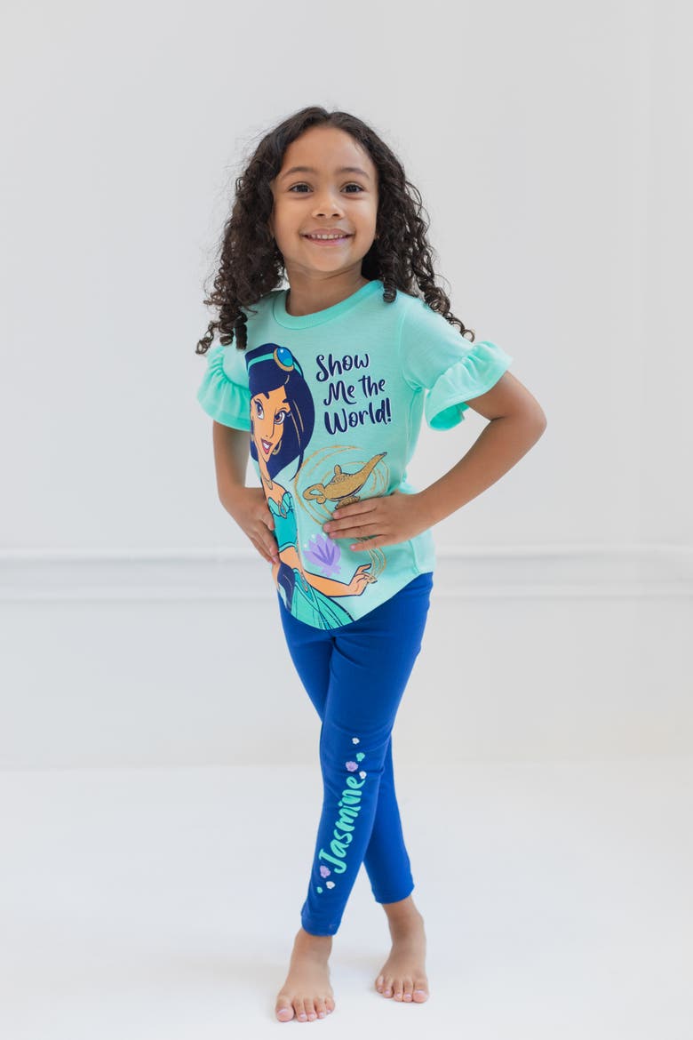 Frozen Queen Elsa 2-Piece T-Shirt and Leggings Set, Alternate, color, Jasmine Aqua Navy
