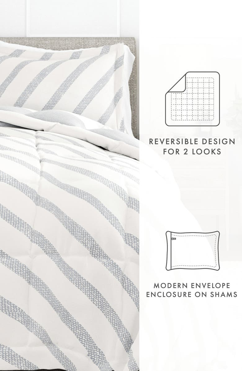 HOMESPUN Premium Down Alternative Distressed Stripe Reversible Comforter Set, Alternate, color, Light Blue