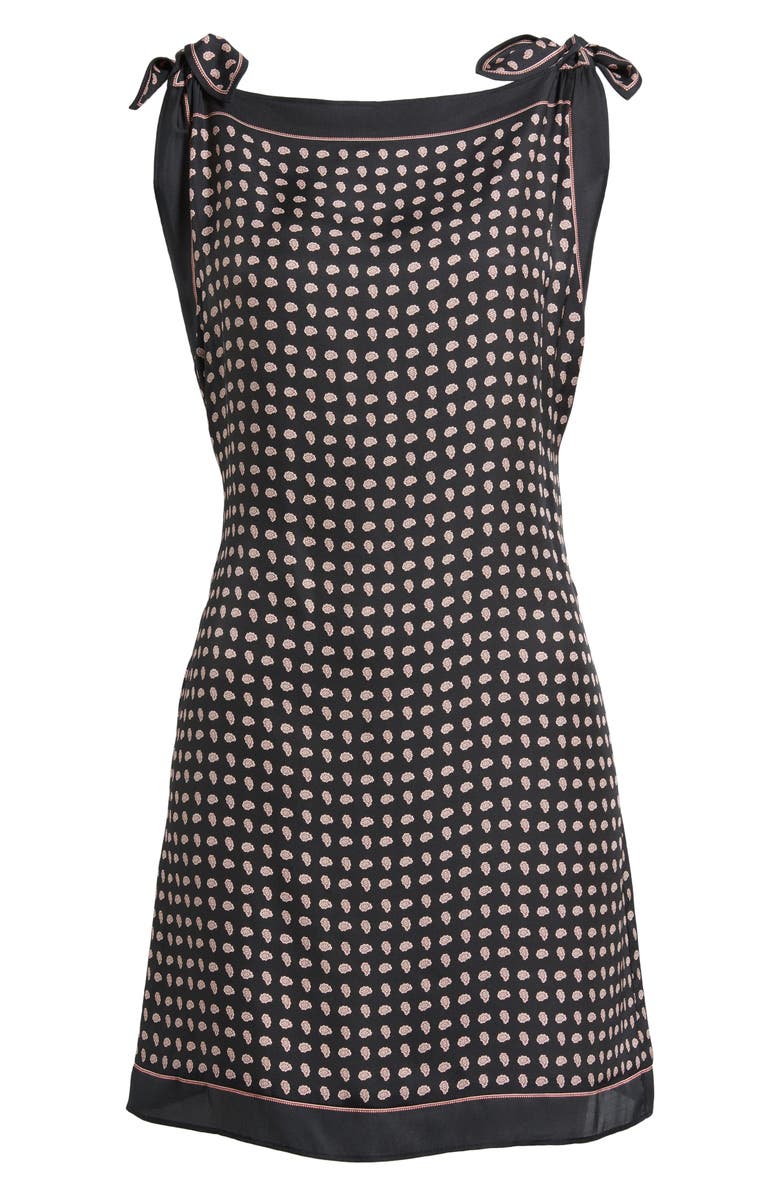 DÔEN Millane Paisley Petal Tie Shoulder Silk Blend Shift Minidress, Alternate, color, Cardinale Foulard