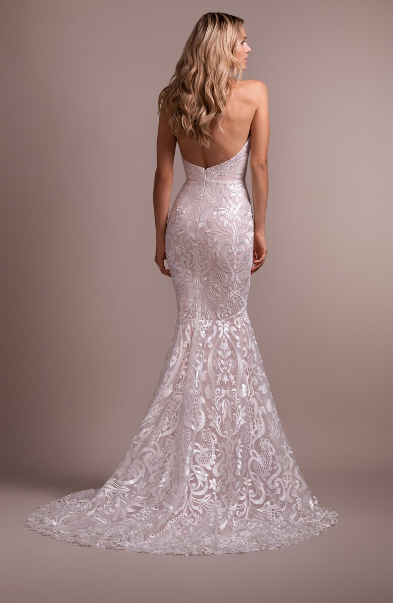 Hayley Paige Elke Strapless Lace Wedding Dress with Overskirt, Alternate, color,