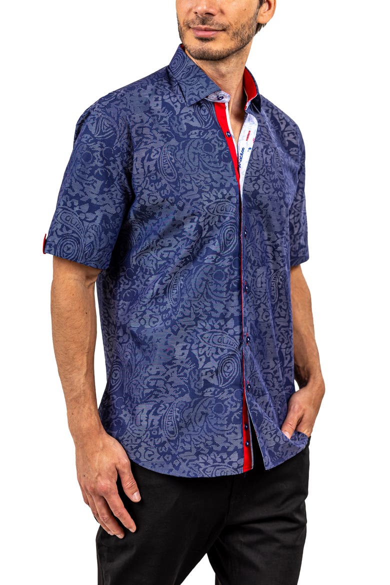 Galileo Ascension 0084 Contemporary Fit Short Sleeve Button-Up Shirt, Alternate, color, BLUE