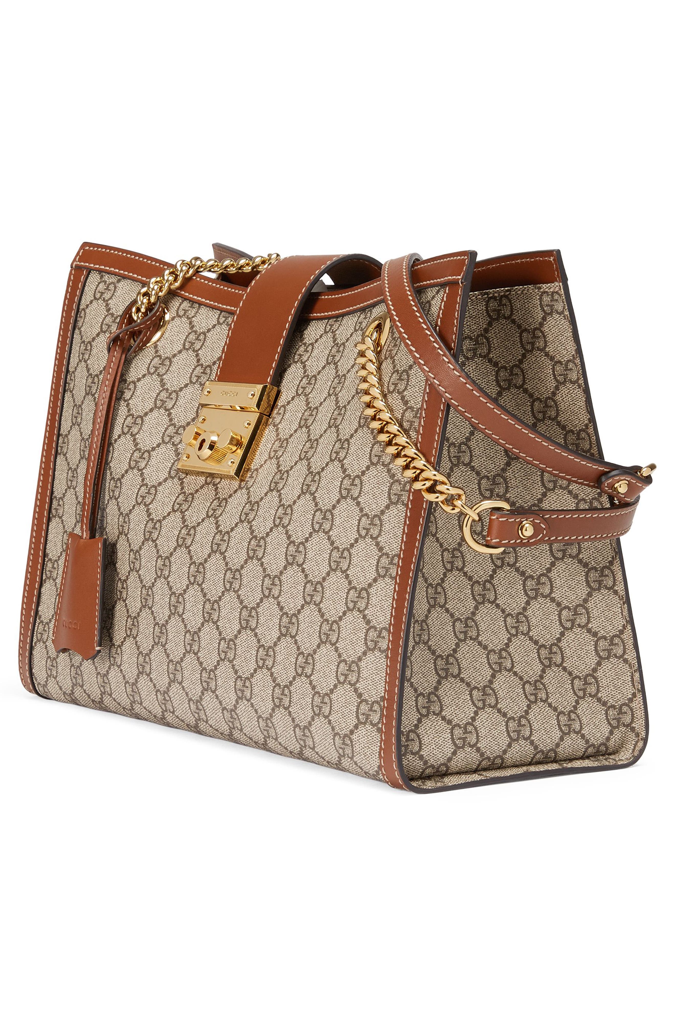 Gucci Medium Padlock GG Supreme Canvas Tote, Alternate, color, 