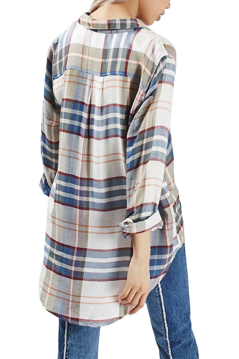 Chest Pocket Plaid Shirt, Alternate, color, IVORY MULTI