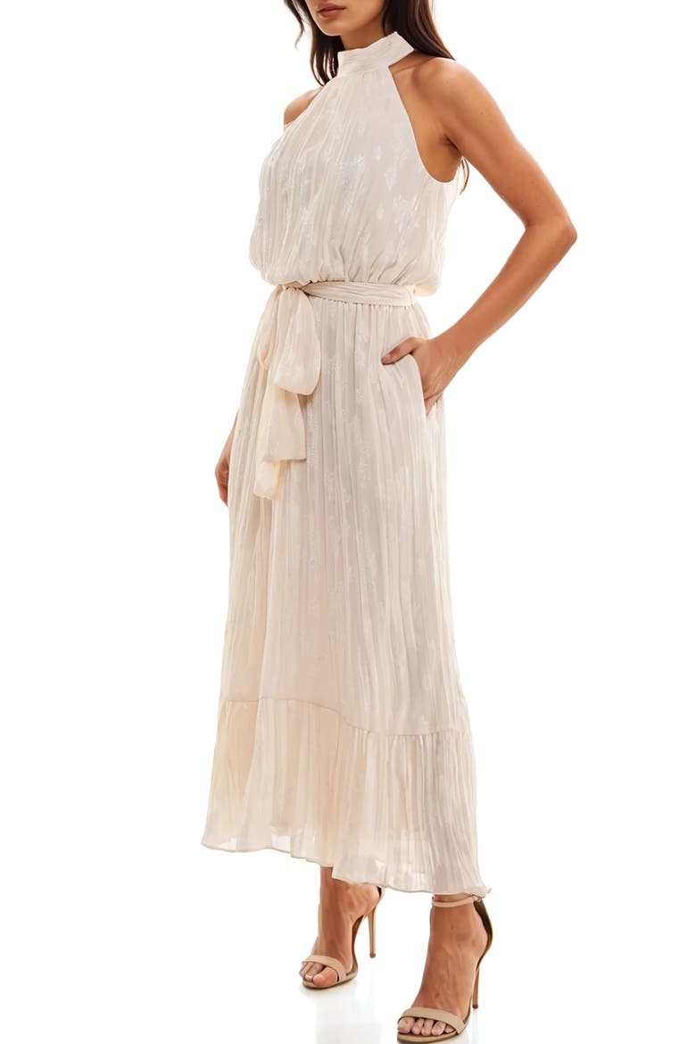 Chiffon Cocktail Maxi Dress, Alternate, color, CREAM