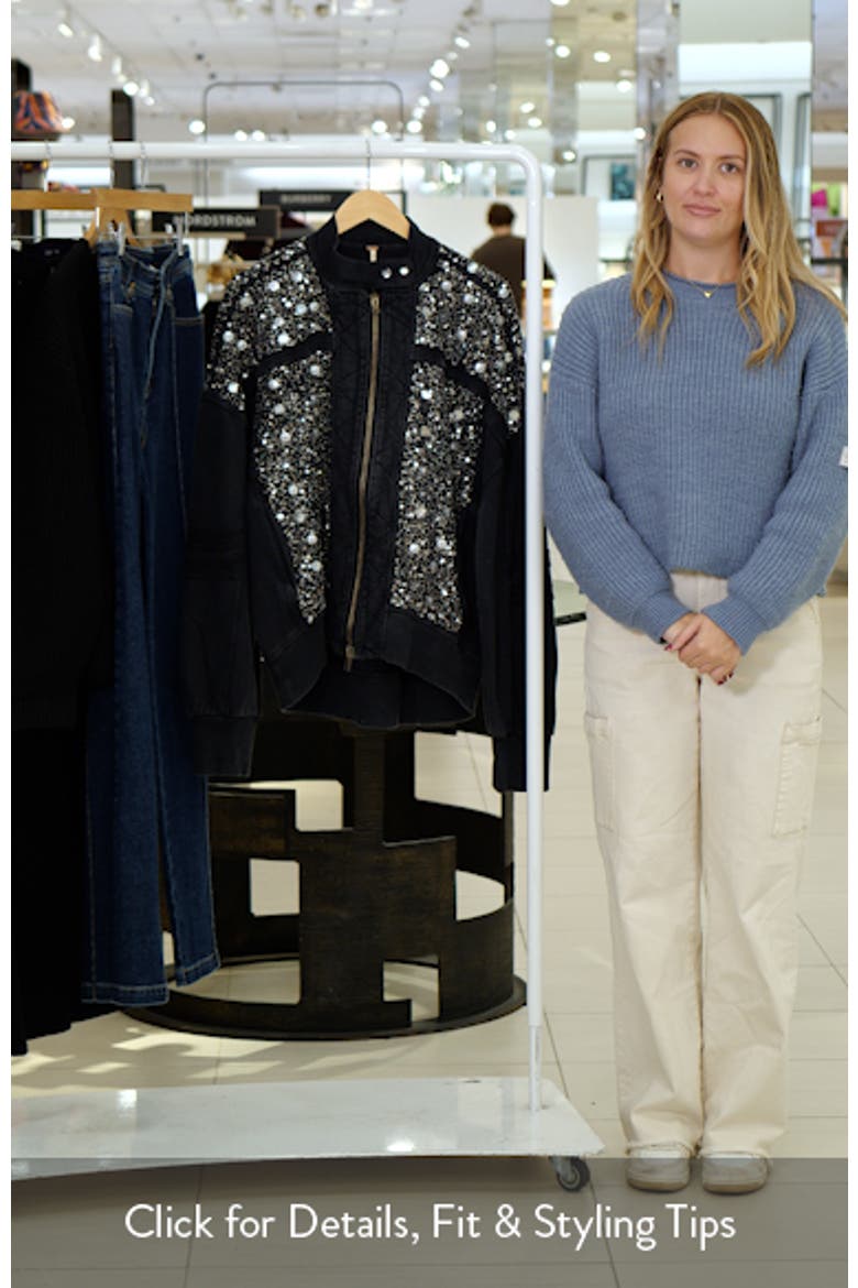 Sparkle Front Zip Sweatshirt (Women) | Nordstrom