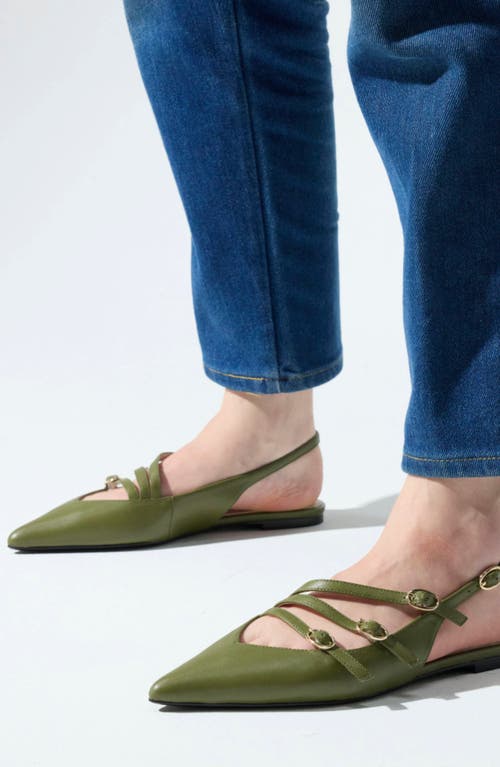 Yosi Samra Ava Slingback Pointed Toe Flat In Green