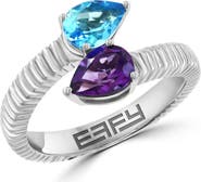 EFFY Sterling Silver Blue Topaz & Amethyst Bypass Ring