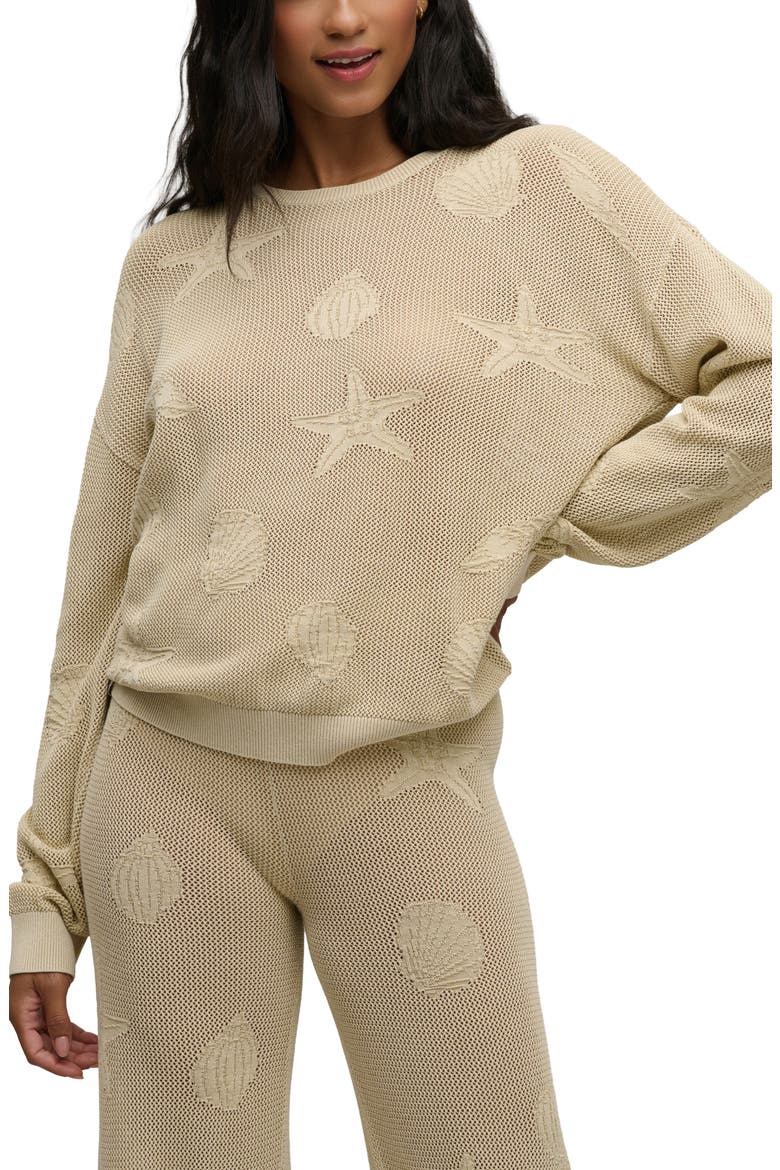 Shell Relaxed Fit Semisheer Cotton Sweater, Main, color, STONE