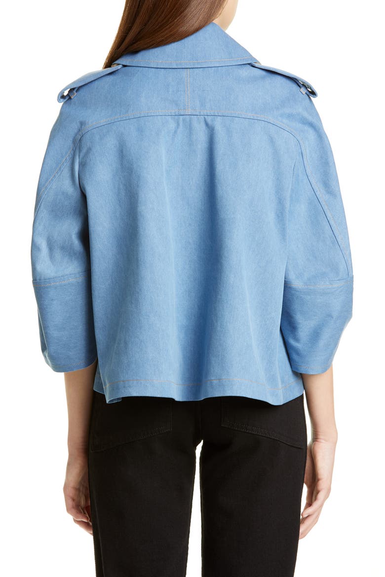 Short Denim Trench Jacket, Alternate, color, LIGHT INDIGO