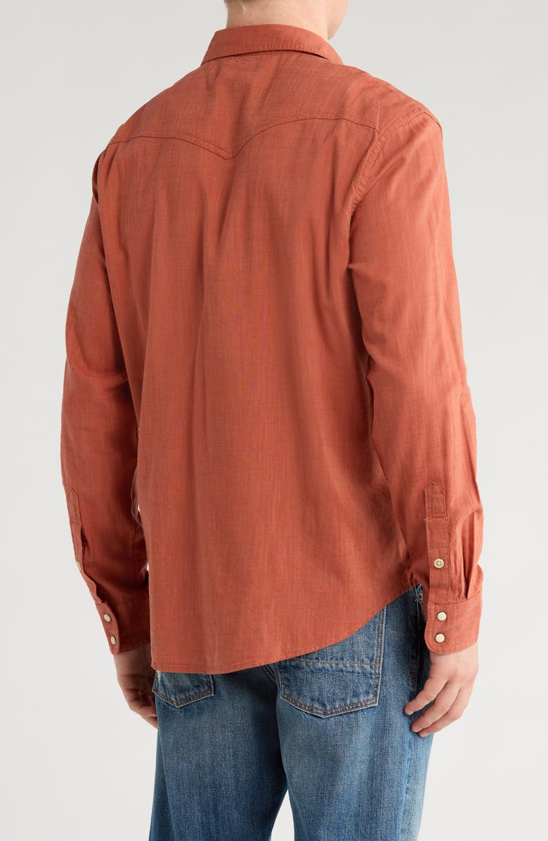 Lucky Brand Santa Fe Solid Western Button-Up Shirt, Alternate, color, Baked Clay