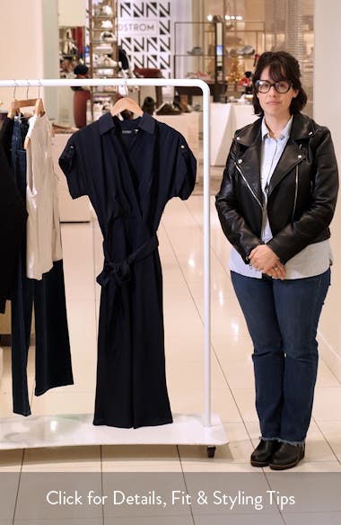 Lauren Ralph Lauren Short Sleeve Crepe Faux Wrap Dress