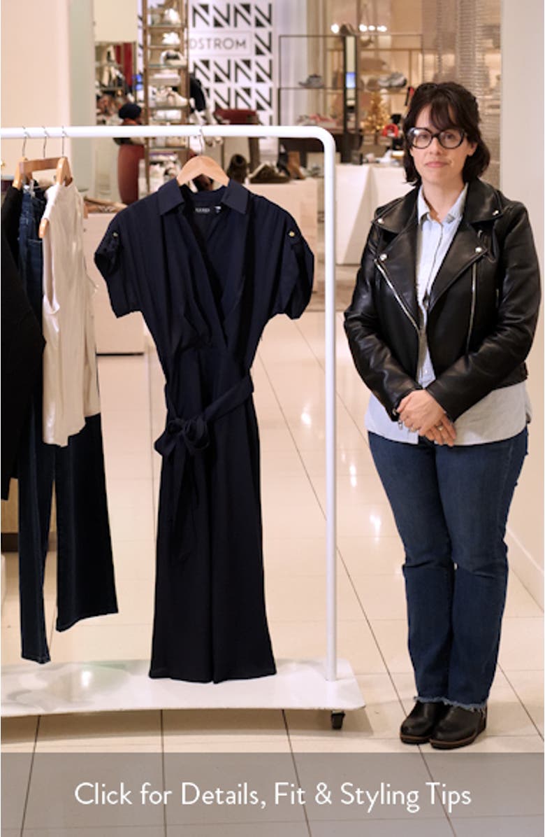 Short Sleeve Crepe Faux Wrap Dress, sales video thumbnail