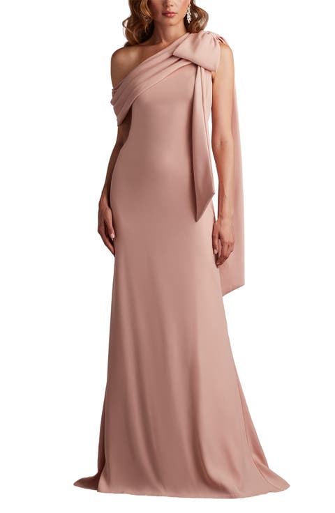 One-Shoulder Crepe Column Gown