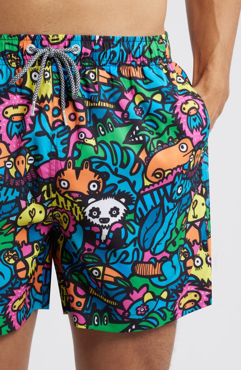 Boardies Munday Jungle Mid Length Swim Trunks, Alternate, color, Multi