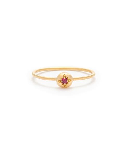 Moon Ring with Natural Gemstones. Handmade in Italy