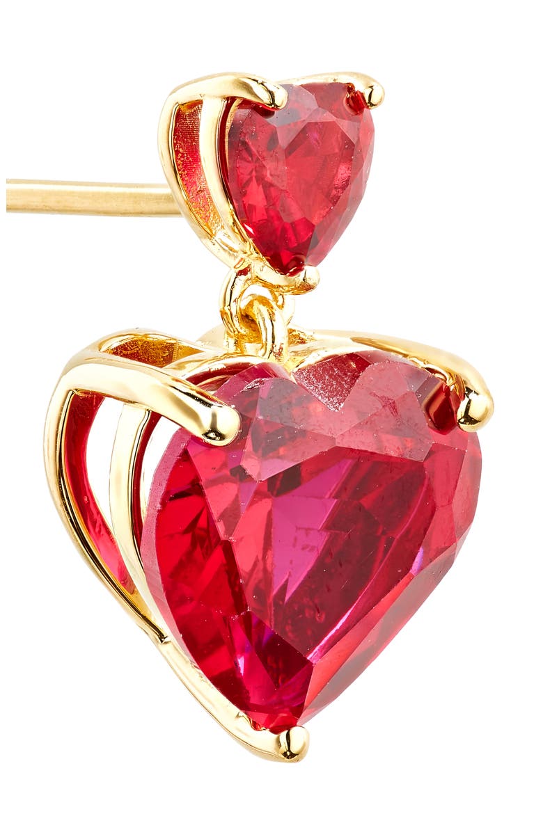 Crystal Heart Drop Earrings, Alternate, color, GOLD RED