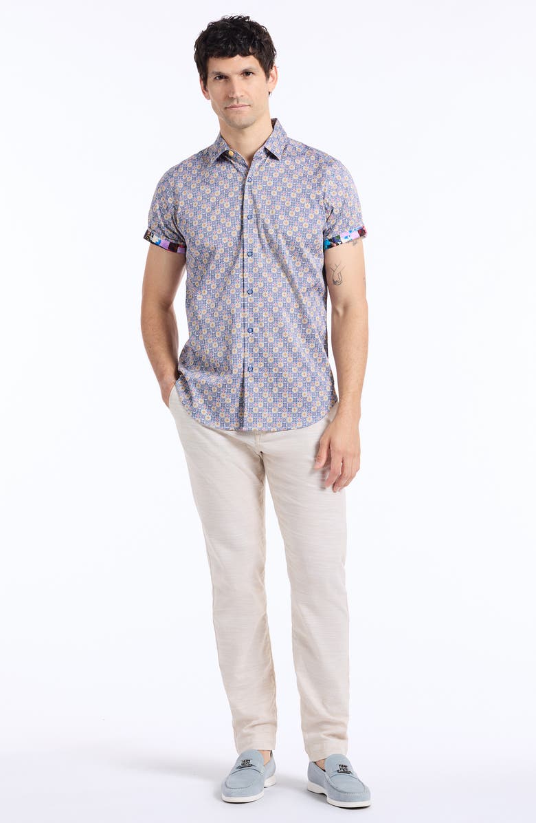 Robert Graham Kinloch Print Woven Button-Up Shirt, Alternate, color, Multi Blue