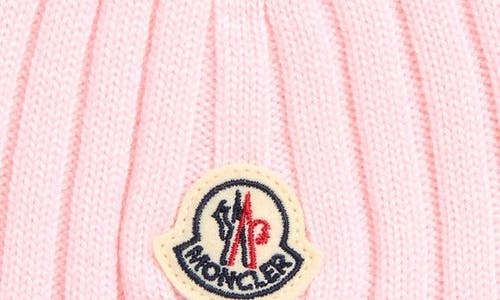 Moncler Kids' Rib Virgin Wool Beanie In Pink