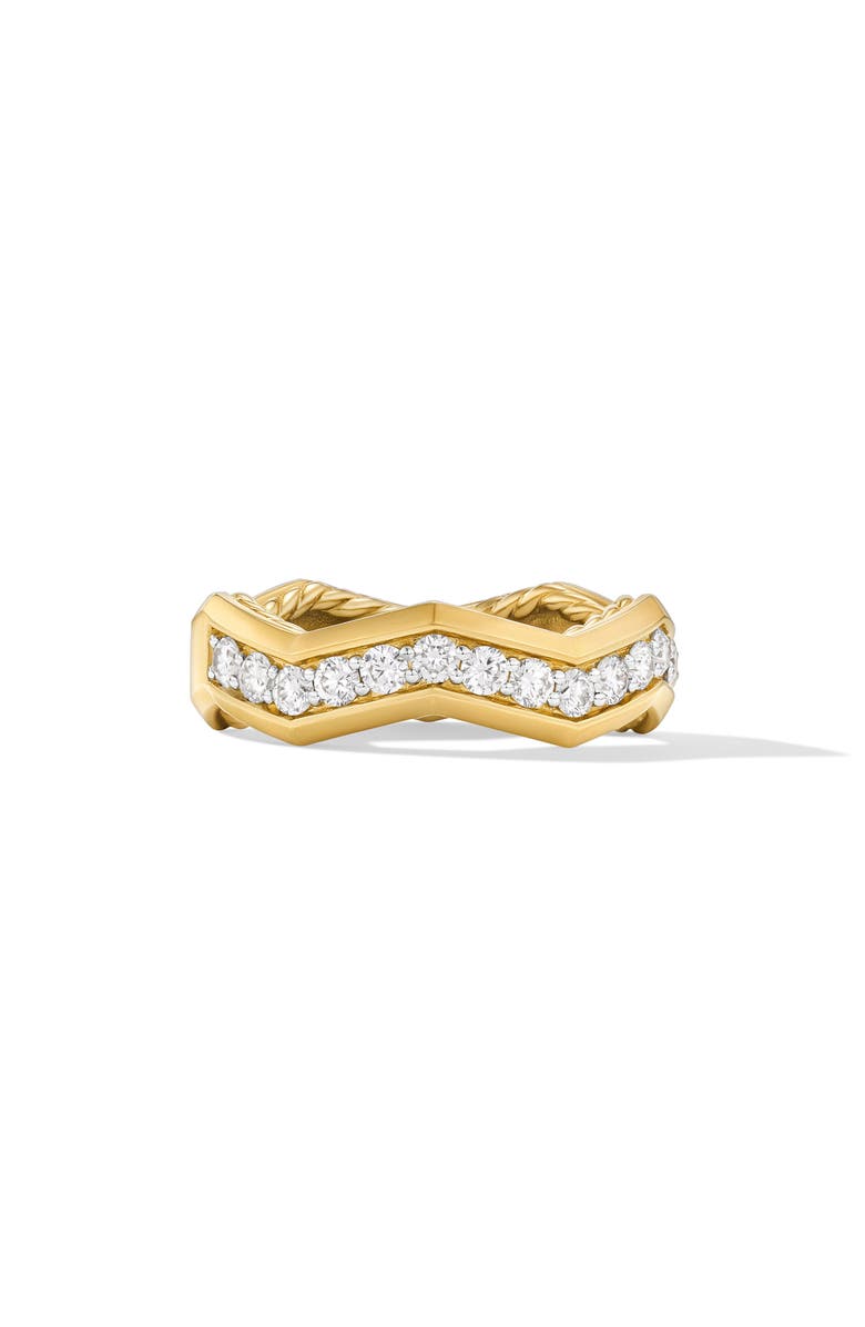 David Yurman Zig Zag Stax<sup>™</sup> Ring 18K Yellow Gold with Diamonds, 5mm, Main, color, 18K Yellow Gold