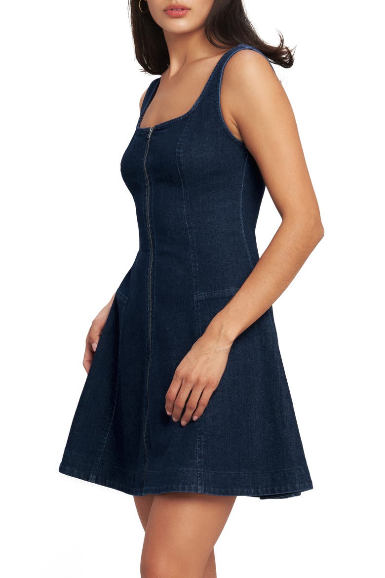 Denim Minidress, Alternate, color, MEDIUM INDIGO