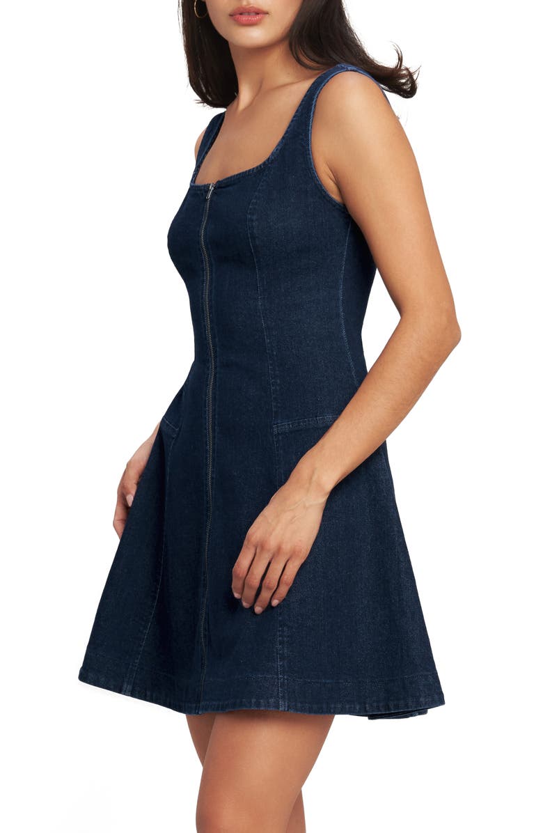 FLYING TOMATO Denim Minidress, Alternate, color, Medium Indigo