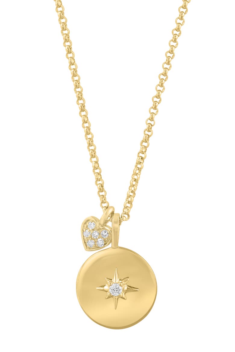 14K Gold Diamond Sunburst Pendant Necklace, Main, color, GOLD