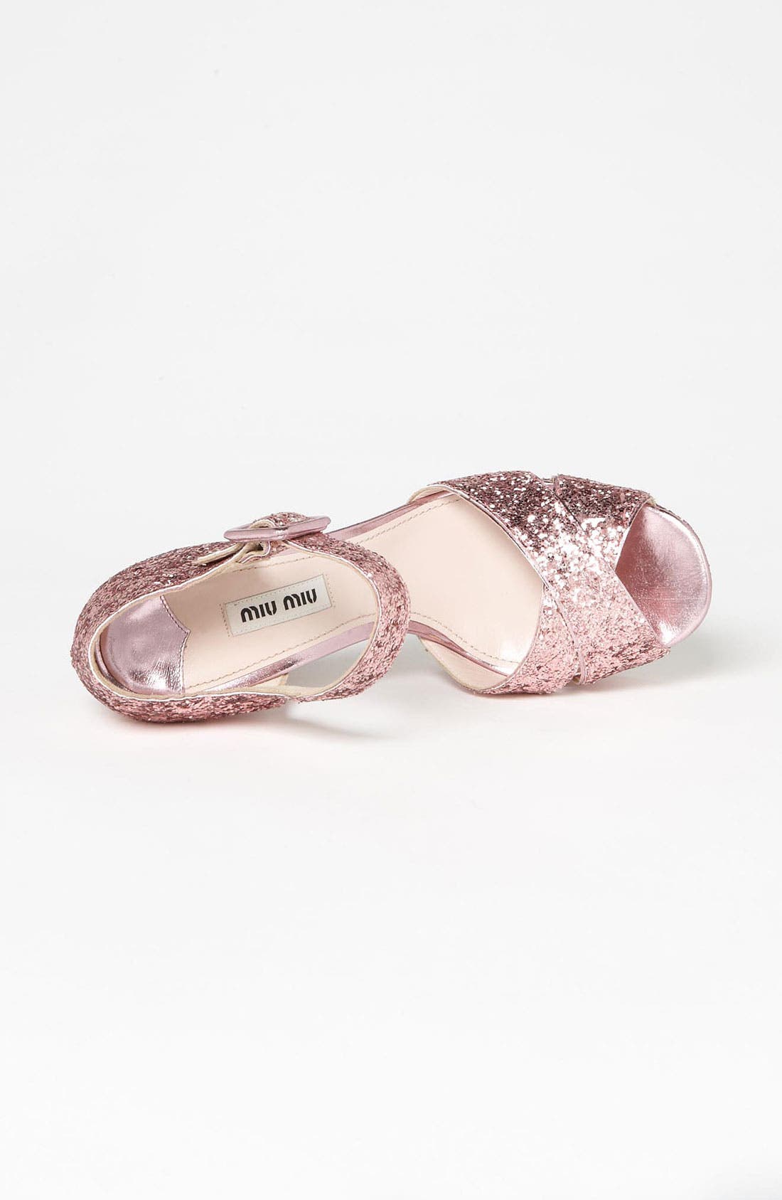 Miu Miu Glitter Block Heel Sandal, Alternate, color, 