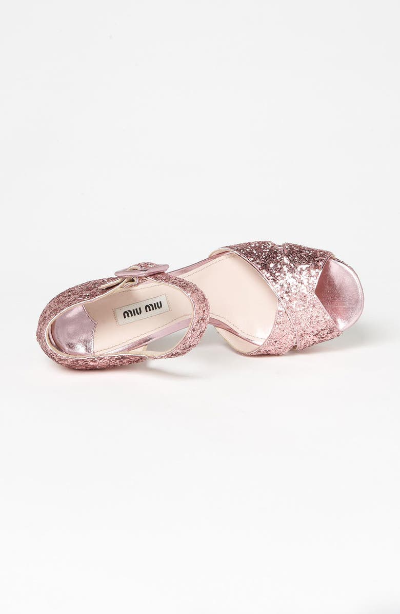 Miu Miu Glitter Block Heel Sandal, Alternate, color,