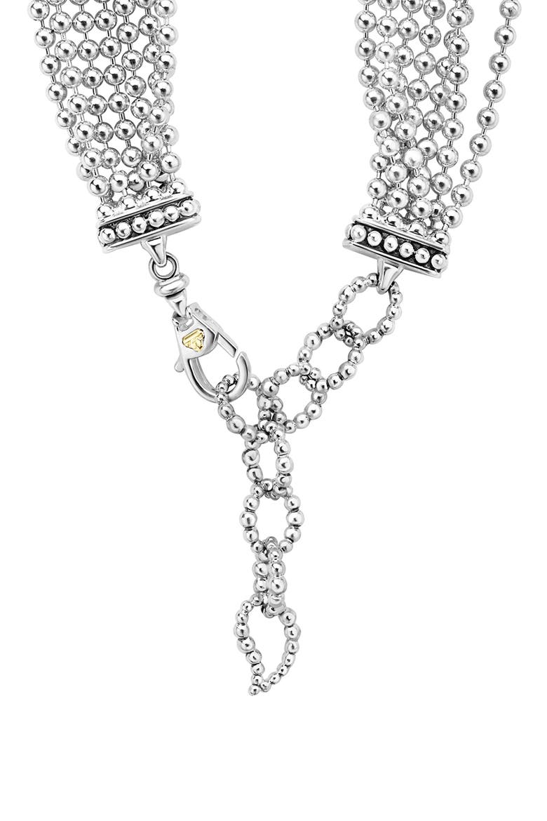 Two-Tone Caviar Icon Five-Row Strand Necklace, Alternate, color, SILVER/ GOLD