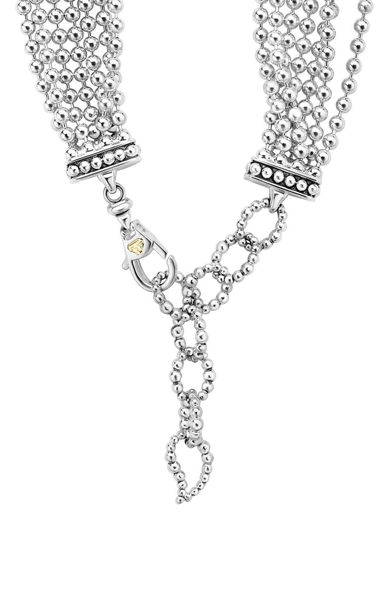 LAGOS Two-Tone Caviar Icon Five-Row Strand Necklace, Alternate, color, Silver/ Gold