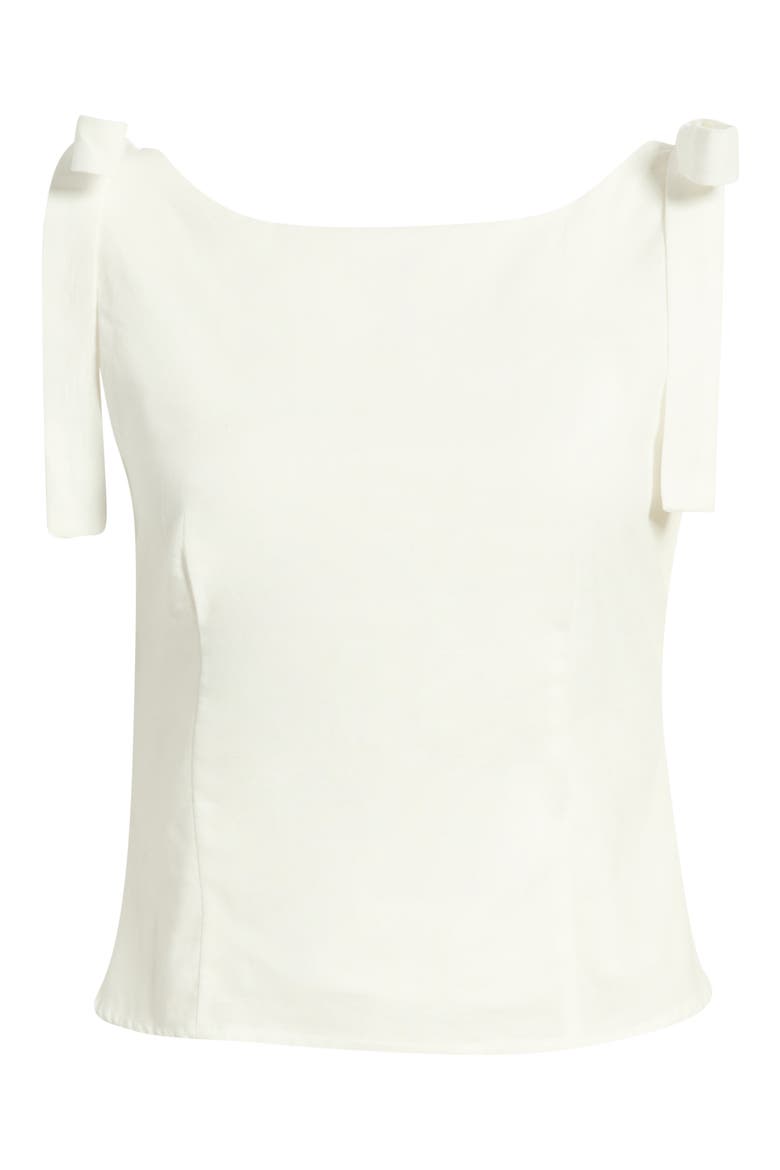 Everett Shoulder Bow Sleeveless Top, Alternate, color, WHITE