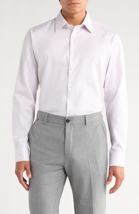 Trim Fit Check Non-Iron Cotton Dress Shirt (Regular, Big & Tall)