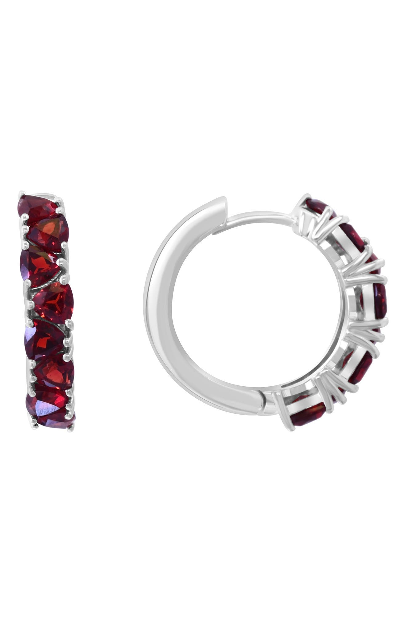 EFFY Sterling Silver Garnet Huggie Hoop Earrings