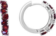 EFFY Sterling Silver Garnet Huggie Hoop Earrings