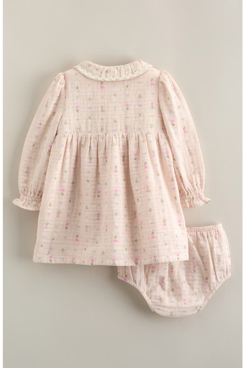 Button Front Long Sleeve Dress & Bloomers Set, Alternate, color, PINK HEAVEN COTTAGE FLORAL