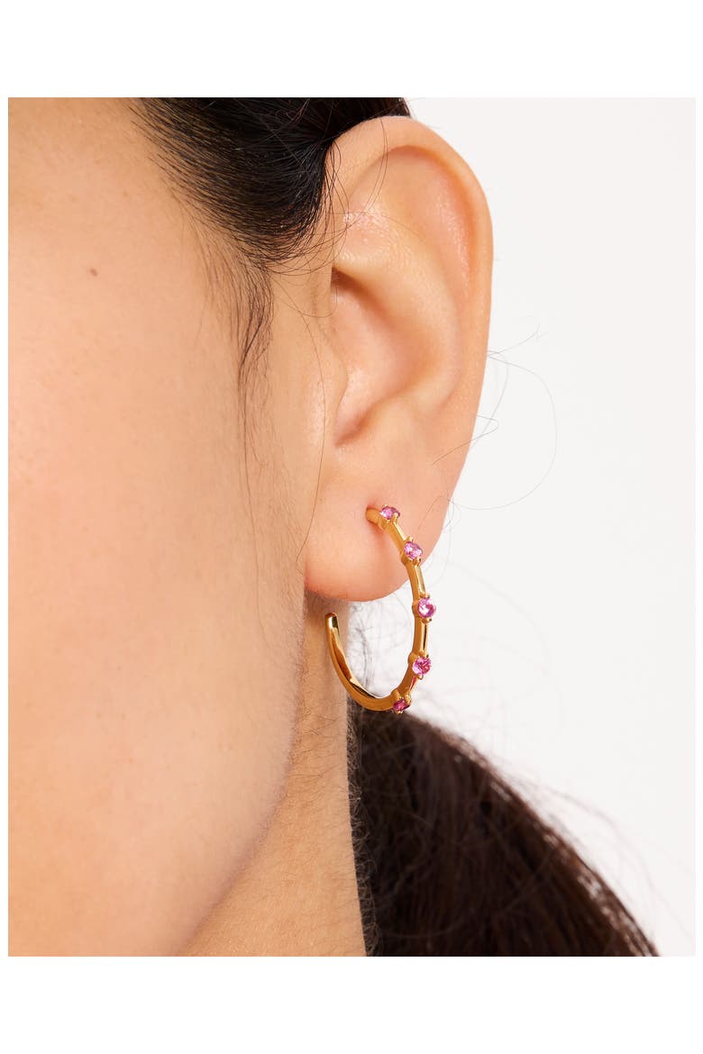 cubic zirconia hoop earrings, Alternate, color, ROSEGOLD