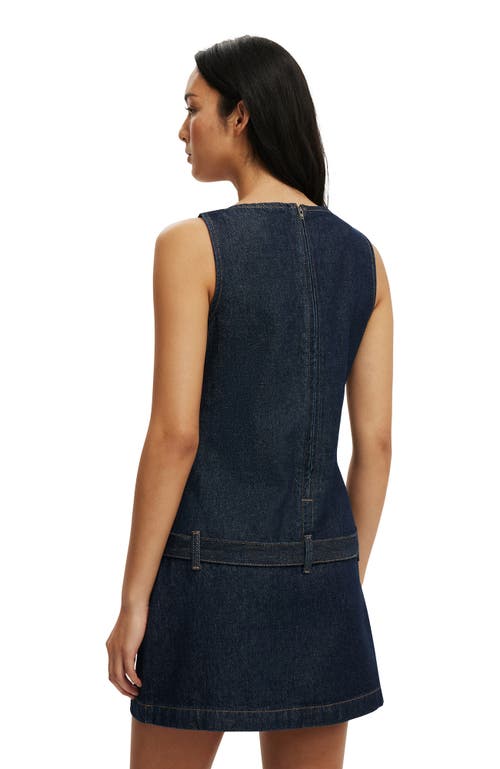 Cotton On Luisa Belted Denim Mini Dress In Blue