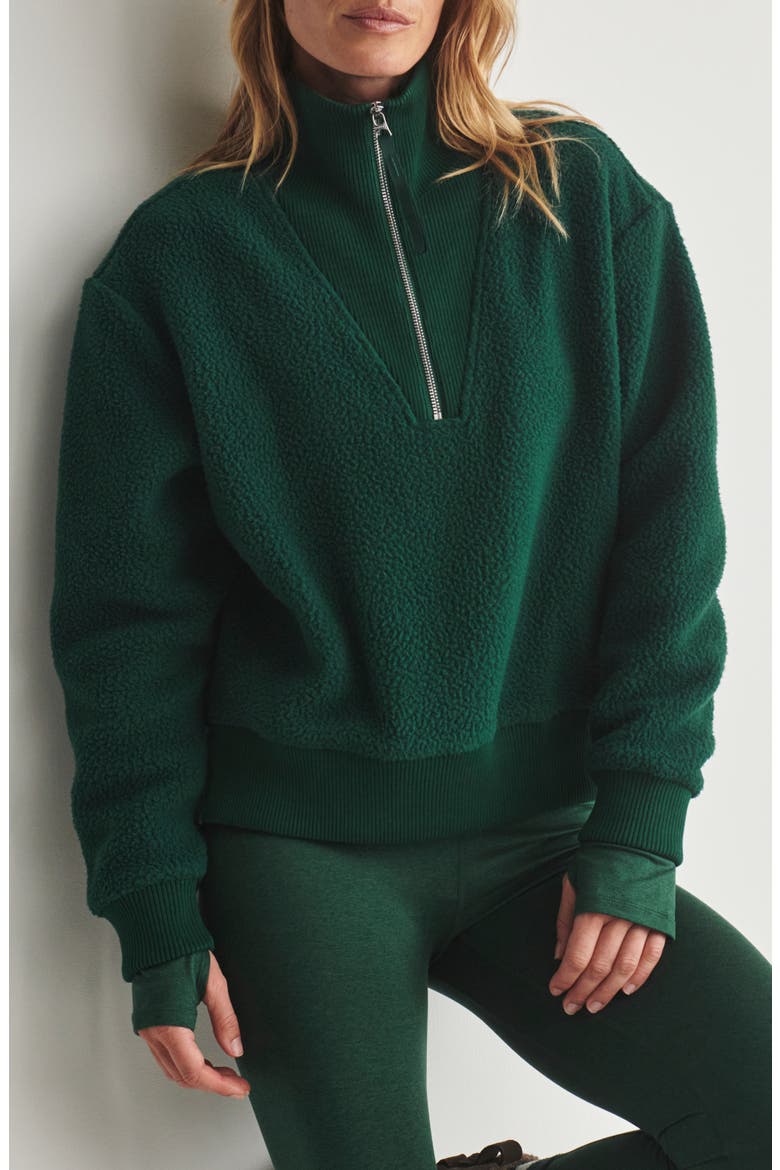 Jaylin High Pile Fleece Half-Zip Pullover, Main, color, RAIN FOREST