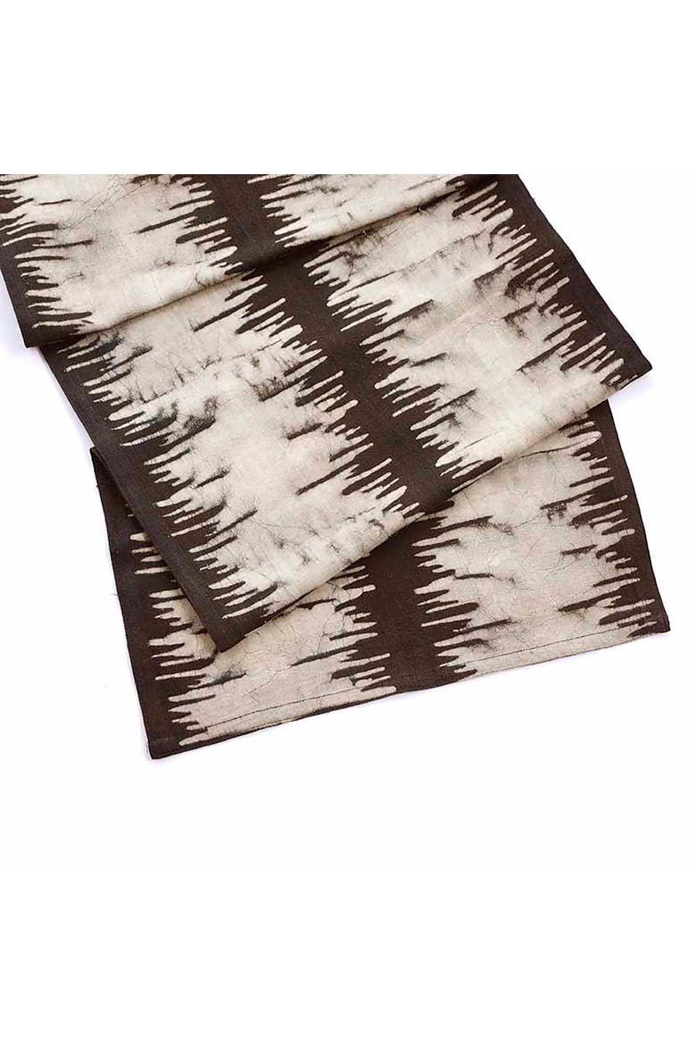 Neutral Block Print Table Runner, Alternate, color, Black