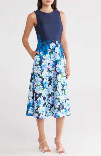Donna Ricco Floral Sleeveless A-Line Midi Dress