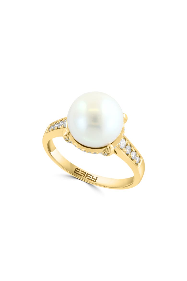 Diamond & Freshwater Pearl Ring, Main, color, YELLOW
